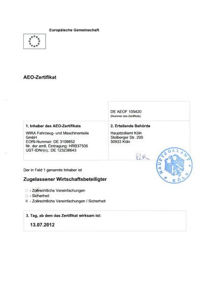 AOE Zertifikat